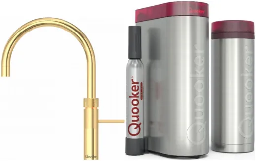 QUOOKER FUSION Round 24 Karat Gold Edition VAQ PRO3 mit CUBE 2 *Der Wasserhahn, der alles kann! (PRO3FNRGLDCUBE)