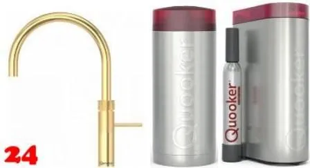 QUOOKER FUSION Round 24 Karat Gold Edition Combi B mit CUBE 2 *Der Wasserhahn, der alles kann! (COMBIFNRGLDCUBE)