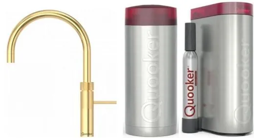 QUOOKER FUSION Round 24 Karat Gold Edition Combi B mit CUBE 2 *Der Wasserhahn, der alles kann! (COMBIFNRGLDCUBE)
