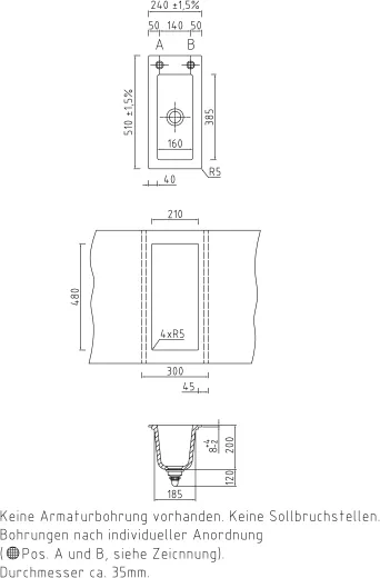 Systemceram KeraDomo MERA 24-BASIC Keramiksple / Einbausple ohne berlauf medizinischer Bereich
