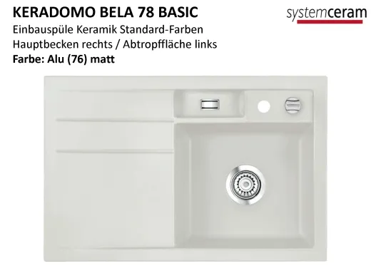 Systemceram KeraDomo BELA 78 Basic Keramiksple / Einbausple in Standardfarben fr die Kche