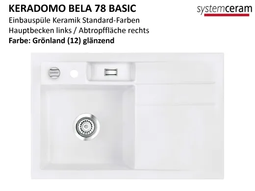 Systemceram KeraDomo BELA 78 Basic Keramiksple / Einbausple in Standardfarben fr die Kche