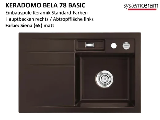 Systemceram KeraDomo BELA 78 Basic Keramiksple / Einbausple in Standardfarben fr die Kche