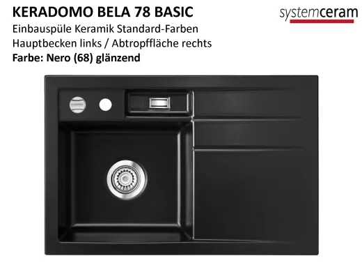 Systemceram KeraDomo BELA 78 Basic Keramiksple / Einbausple in Standardfarben fr die Kche