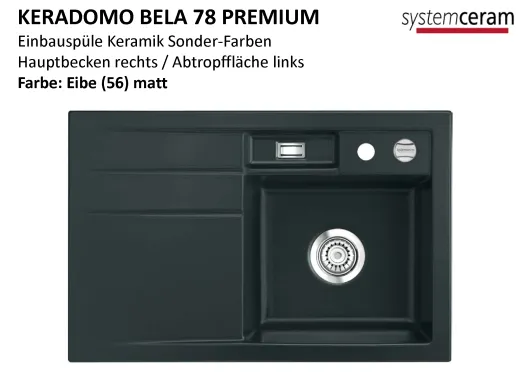 Systemceram KeraDomo BELA 78 Premium Keramiksple / Einbausple in Sonderfarben fr die Kche
