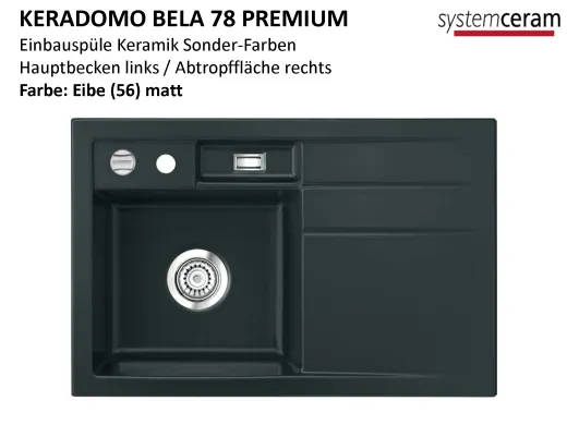 Systemceram KeraDomo BELA 78 Premium Keramiksple / Einbausple in Sonderfarben fr die Kche