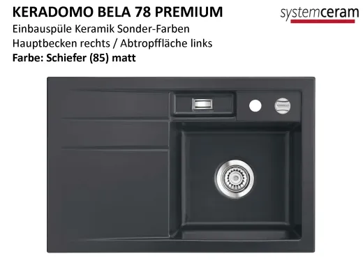 Systemceram KeraDomo BELA 78 Premium Keramiksple / Einbausple in Sonderfarben fr die Kche