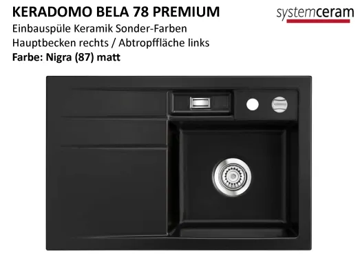 Systemceram KeraDomo BELA 78 Premium Keramiksple / Einbausple in Sonderfarben fr die Kche