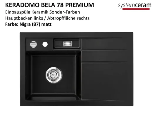 Systemceram KeraDomo BELA 78 Premium Keramiksple / Einbausple in Sonderfarben fr die Kche