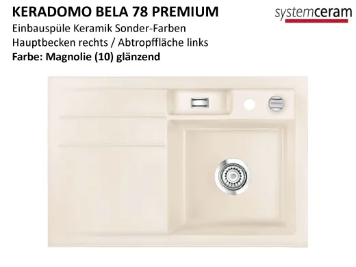 Systemceram KeraDomo BELA 78 Premium Keramiksple / Einbausple in Sonderfarben fr die Kche