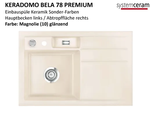 Systemceram KeraDomo BELA 78 Premium Keramiksple / Einbausple in Sonderfarben fr die Kche