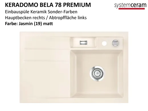 Systemceram KeraDomo BELA 78 Premium Keramiksple / Einbausple in Sonderfarben fr die Kche
