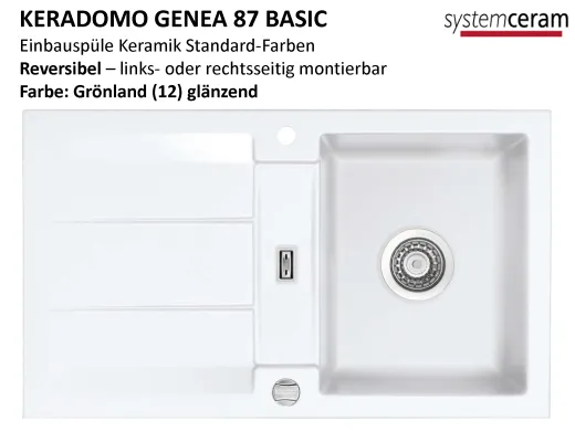Systemceram KeraDomo GENEA 87-BASIC Keramiksple / Einbausple in Standardfarben fr die Kche