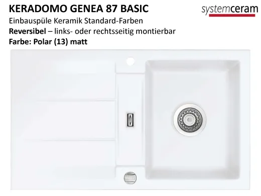 Systemceram KeraDomo GENEA 87-BASIC Keramiksple / Einbausple in Standardfarben fr die Kche