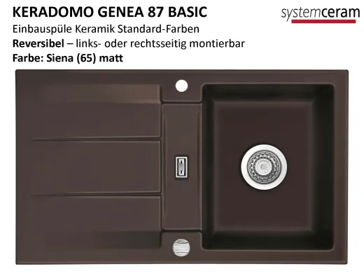 Systemceram KeraDomo GENEA 87-BASIC Keramiksple / Einbausple in Standardfarben fr die Kche
