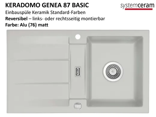 Systemceram KeraDomo GENEA 87-BASIC Keramiksple / Einbausple in Standardfarben fr die Kche