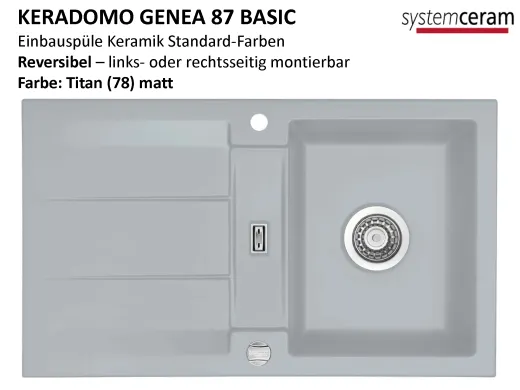 Systemceram KeraDomo GENEA 87-BASIC Keramiksple / Einbausple in Standardfarben fr die Kche