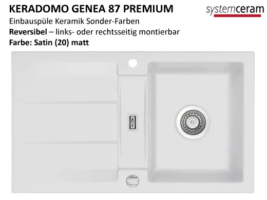 Systemceram KeraDomo GENEA 87-PREMIUM Keramiksple / Einbausple in Sonderfarben fr die Kche
