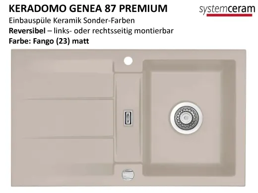 Systemceram KeraDomo GENEA 87-PREMIUM Keramiksple / Einbausple in Sonderfarben fr die Kche