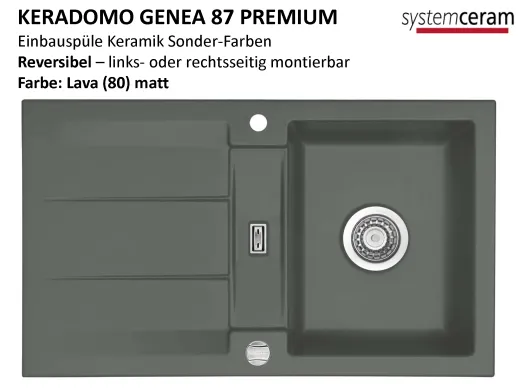 Systemceram KeraDomo GENEA 87-PREMIUM Keramiksple / Einbausple in Sonderfarben fr die Kche