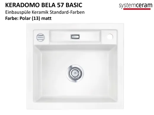 Systemceram KeraDomo BELA 57-BASIC Keramiksple / Einbausple in Standardfarben fr die Kche