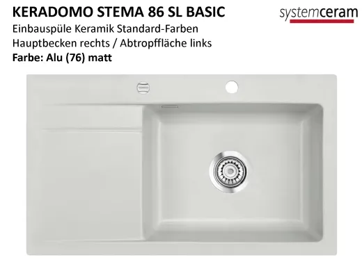 ❎ Systemceram KeraDomo STEMA 86 SL-BASIC Keramiksple / Einbausple in Standardfarben fr die Kche