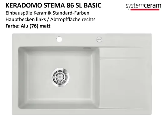 ❎ Systemceram KeraDomo STEMA 86 SL-BASIC Keramiksple / Einbausple in Standardfarben fr die Kche