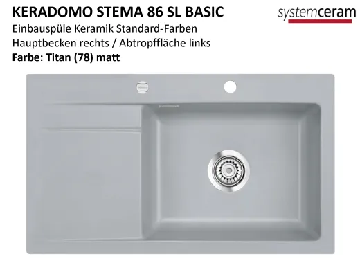 ❎ Systemceram KeraDomo STEMA 86 SL-BASIC Keramiksple / Einbausple in Standardfarben fr die Kche