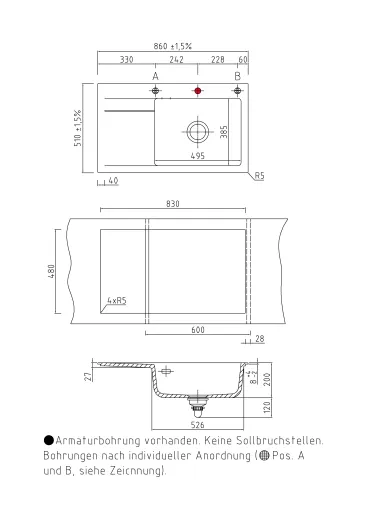 ❎ Systemceram KeraDomo STEMA 86 SL-BASIC Keramiksple / Einbausple in Standardfarben fr die Kche