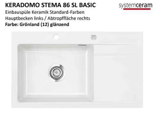 ❎ Systemceram KeraDomo STEMA 86 SL-BASIC Keramiksple / Einbausple in Standardfarben fr die Kche