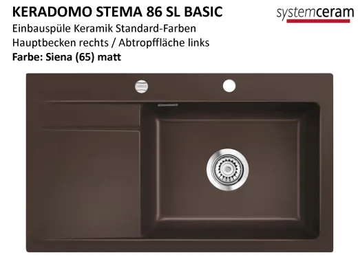 ❎ Systemceram KeraDomo STEMA 86 SL-BASIC Keramiksple / Einbausple in Standardfarben fr die Kche