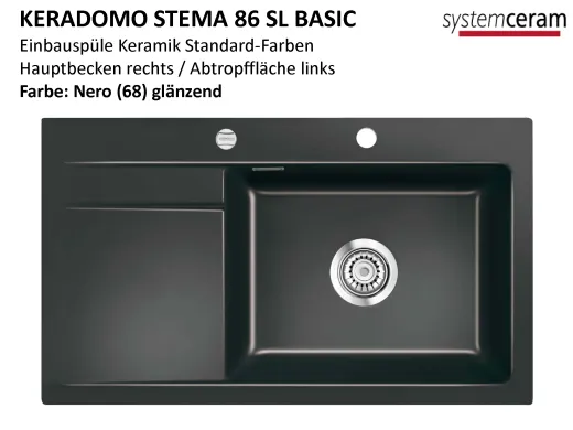 ❎ Systemceram KeraDomo STEMA 86 SL-BASIC Keramiksple / Einbausple in Standardfarben fr die Kche