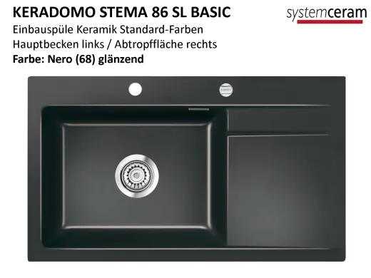 ❎ Systemceram KeraDomo STEMA 86 SL-BASIC Keramiksple / Einbausple in Standardfarben fr die Kche