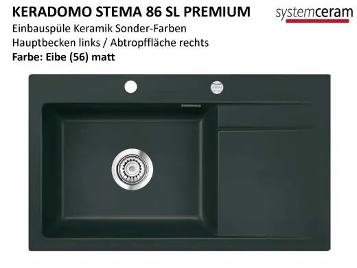 Systemceram KeraDomo STEMA 86 SL-PREMIUM Keramiksple / Einbausple in Sonderfarben fr die Kche