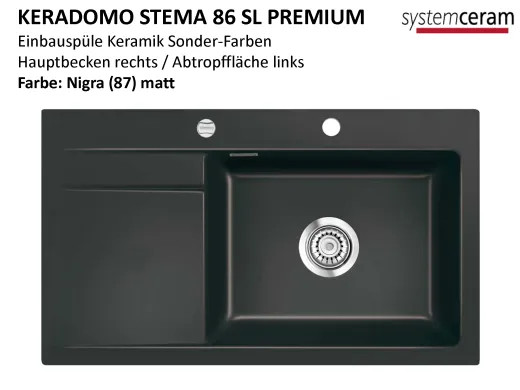 Systemceram KeraDomo STEMA 86 SL-PREMIUM Keramiksple / Einbausple in Sonderfarben fr die Kche