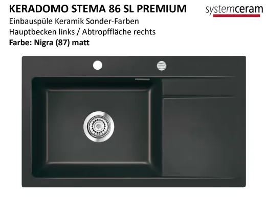 Systemceram KeraDomo STEMA 86 SL-PREMIUM Keramiksple / Einbausple in Sonderfarben fr die Kche