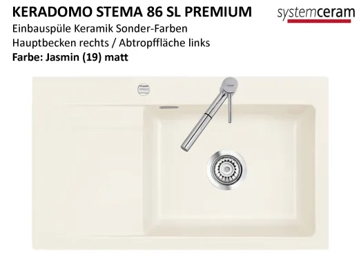 Systemceram KeraDomo STEMA 86 SL-PREMIUM Keramiksple / Einbausple in Sonderfarben fr die Kche