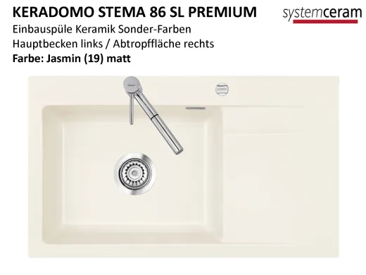 Systemceram KeraDomo STEMA 86 SL-PREMIUM Keramiksple / Einbausple in Sonderfarben fr die Kche
