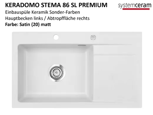 Systemceram KeraDomo STEMA 86 SL-PREMIUM Keramiksple / Einbausple in Sonderfarben fr die Kche