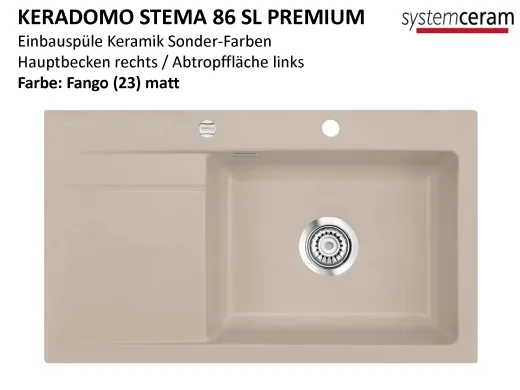 Systemceram KeraDomo STEMA 86 SL-PREMIUM Keramiksple / Einbausple in Sonderfarben fr die Kche
