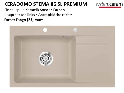 Systemceram KeraDomo STEMA 86 SL-PREMIUM Keramiksple / Einbausple in Sonderfarben fr die Kche