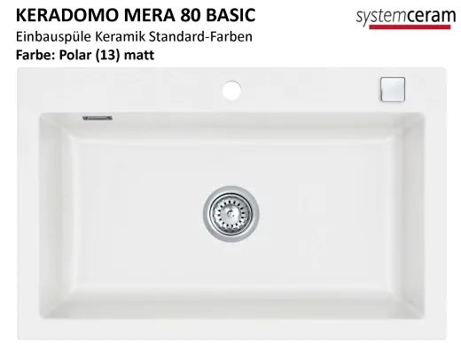 Systemceram KeraDomo MERA 80-BASIC Keramiksple / Einbausple in Standardfarben fr die Kche