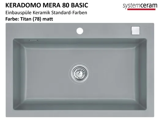 Systemceram KeraDomo MERA 80-BASIC Keramiksple / Einbausple in Standardfarben fr die Kche