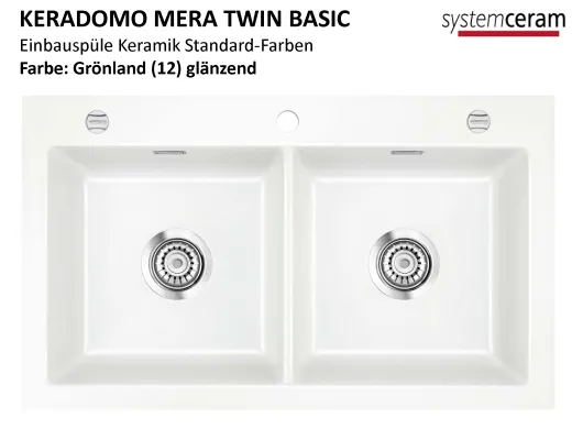 Systemceram KeraDomo MERA TWIN-BASIC Keramiksple / Einbausple in Standardfarben fr die Kche