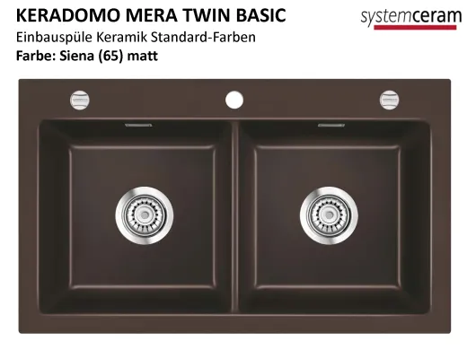 Systemceram KeraDomo MERA TWIN-BASIC Keramiksple / Einbausple in Standardfarben fr die Kche