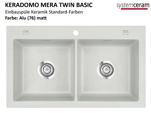 Systemceram KeraDomo MERA TWIN-BASIC Keramiksple / Einbausple in Standardfarben fr die Kche