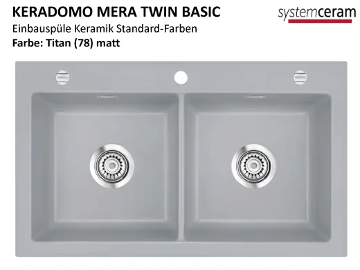 Systemceram KeraDomo MERA TWIN-BASIC Keramiksple / Einbausple in Standardfarben fr die Kche