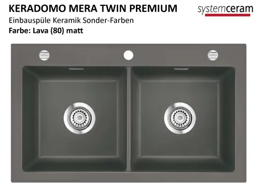 Systemceram KeraDomo MERA TWIN-PREMIUM Keramiksple / Einbausple in Sonderfarben fr die Kche