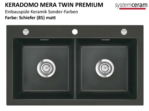 Systemceram KeraDomo MERA TWIN-PREMIUM Keramiksple / Einbausple in Sonderfarben fr die Kche