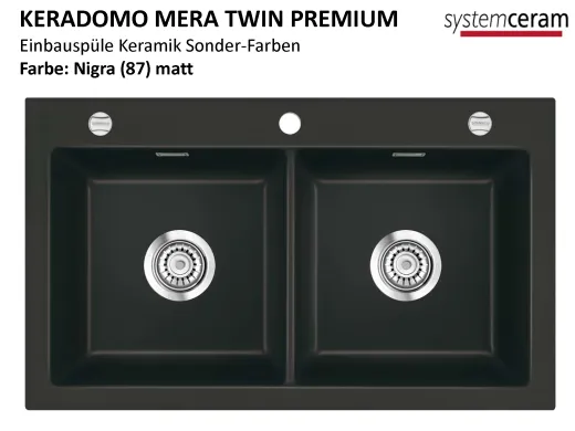 Systemceram KeraDomo MERA TWIN-PREMIUM Keramiksple / Einbausple in Sonderfarben fr die Kche